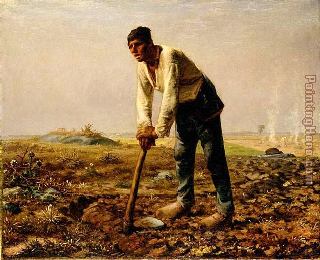 Man with a hoe painting - Jean Francois Millet Man with a hoe art painting